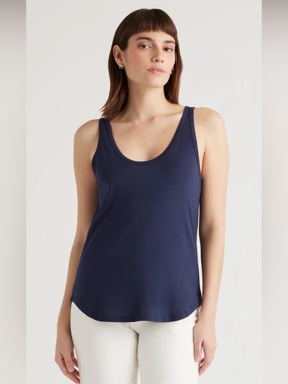 NWT! Quince Navy Double Scoop Neck Tank